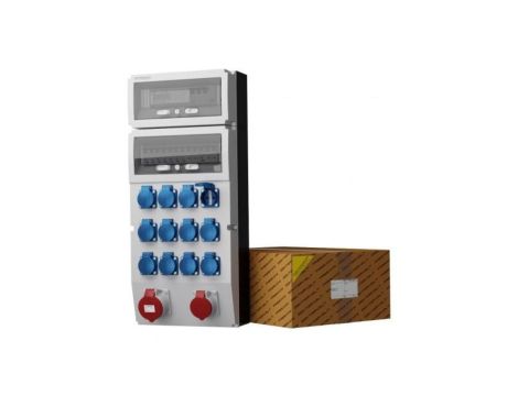 Rozdzielnica budowlana z licznikiem eXT-S/FI 32A 16A 12x230V Schuko Mennekes Doktorvolt 0762