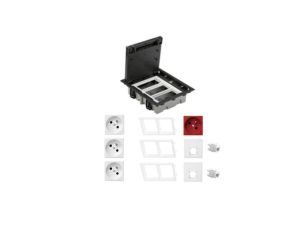 KONTAKT SIMON FLOOR BOX puszka podłogowa 3x gniazdo pojedyncze z/u + 1x gniazdo DATA + 2x gniazdo RJ45 kat. 6 do podłóg technicz