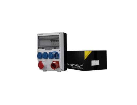 Rozdzielnica budowlana z wtyczką odbiornikową 32A TD-S 32A 16A 4x230V Schuko Doktorvolt 0267