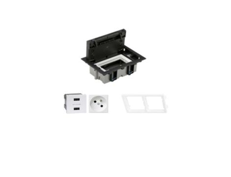 KONTAKT SIMON FLOOR BOX puszka podłogowa 1x gniazdo pojedyncze + 1x gniazdo USB ładowania podwójne do podłóg technicznych ( podn