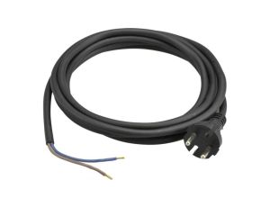 Przewód z wtyczką gumowy 2x1,5mm 5m czarny