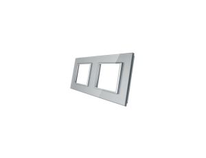 Livolo PODWÓJNA SREBRNA METALIZOWANA RAMKA SZKLANA 150 x 80mm GPF-2-64