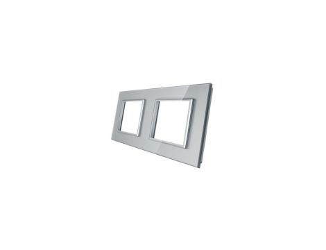 Livolo PODWÓJNA SREBRNA METALIZOWANA RAMKA SZKLANA 150 x 80mm GPF-2-64