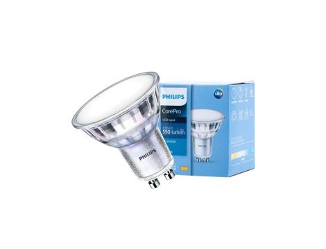 Żarówka Philips GU10 led 3000K 4,9W 550lm ciepła biała 830 120 stopni corepro