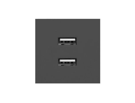 ORNO gniazdo modułowe czarne 2x USB ładowarka 45x45mm 2,1A 5V DC OR-GM-9010/B/USBX2