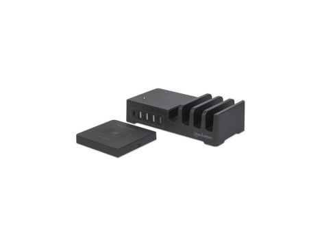 Stacja Zasilająca do smartfonów i tabletów 1x USB-C PD, 1x USB-A QC, 3x USB-A, Qi 10W
