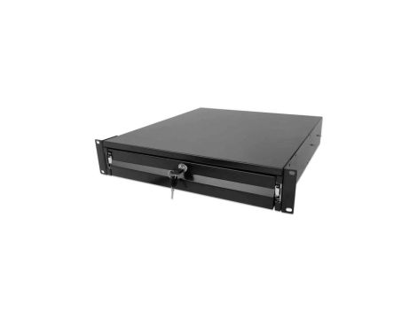 Szuflada do szaf Rack, 2U, z zamkiem, 466mm, czarna
