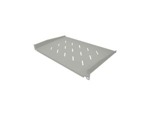 Półka 1U 350mm Rack 19, 2 pkt mocowania, perforowana, szara