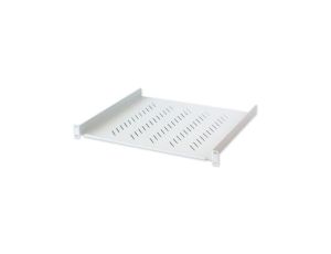 Półka 1U 400mm Rack 19, 2 pkt mocowania, perforowana, szara