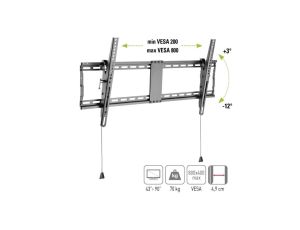 Uchwyt Ścienny TV LCD/LED 43-90 Cali 70kg Uchylny Slim 49mm