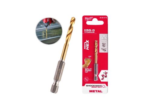 Wiertło do metalu HSS-G TiN walcowane 4,5x29/76mm RED HEX SHOCKWAVE MILWAUKEE