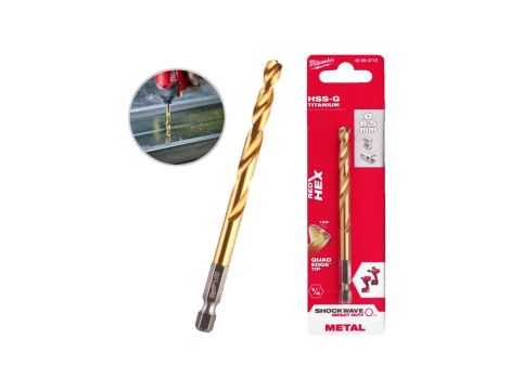 Wiertło do metalu HSS-G TiN walcowane 6,5x64/107mm RED HEX SHOCKWAVE MILWAUKEE 72.0831