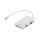 AUDA CableTime Adapter mini DisplayPort - HDMI + SVGA (D-Sub 15-pin) + DVI-I (24+5pin) Full HD (wtyk / 3x gniazdo) biały 15cm