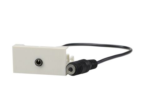 Gniazdo mini Jack 3,5mm z przewodem 20cm moduł 1M 22,5x45 biały Mediabox