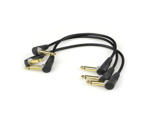 KLOTZ Zestaw 3x Kabel Złączka do Efektów Gitarowych Jack 6,3mm Mono (wtyk kątowy / wtyk kątowy) 15cm