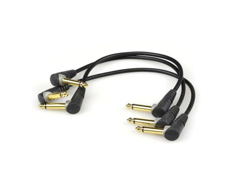 KLOTZ Zestaw 3x Kabel Złączka do Efektów Gitarowych Jack 6,3mm Mono (wtyk kątowy / wtyk kątowy) 15cm