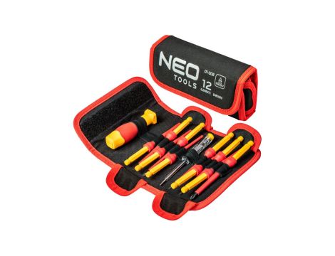 Końcówki wkrętakowe z uchwytem 1000V, 12 szt. 01-308