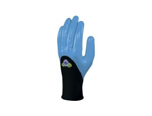 RĘKAWICA DZIANA Z POLIESTRU, POWŁOKA NITRYLOWA NA STRONA CHWYTNEJ I DO POŁOWY STRONY GRZBIETOWEJ