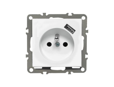 QUADRA Gniazdo z/u +USB białe