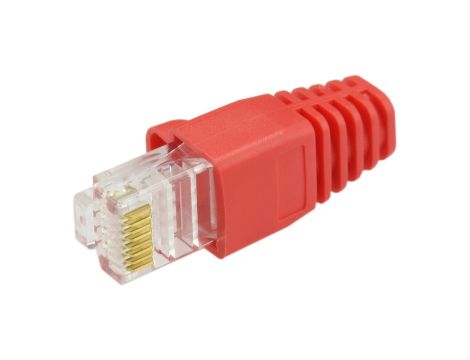 Gumowa osłonka wtyku RJ45 czerwona WORECZEK 100szt.