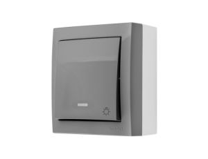 Simon Aquaclick Przycisk światło z podświetleniem, 10 AX, 250 V szary ACS1L/16