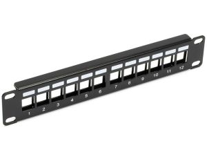 Patch panel pusty RACK 10 1U na 12 modułów keystone czarny