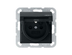 Gira Gniazdo z bolcem z klapką i ochr.dz system 55 czarny mat