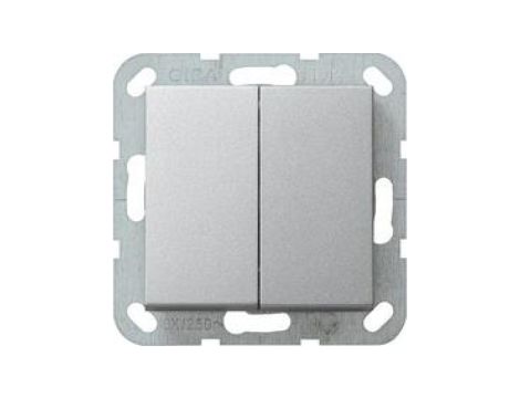 Gira Wyłącznik podwójny schodowy Gira System 55 aluminium