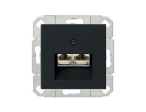 Gniazdo komputerowe podw. RJ45 cat. 6 Gira System 55 czarny mat
