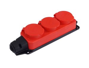 Listwa /rozgałęźnik/ do przedłużacza 3-gniazda z/u gumowe IP44 czerwona AEI602233-L-R