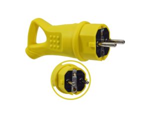 Wtyczka gumowa 16A 230V IP44 z uchwytem żółta AEI602297-Y
