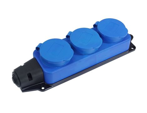 Listwa /rozgałęźnik/ do przedłużacza 3-gniazda z/u gumowe IP44 niebieska AEI602233-L-B