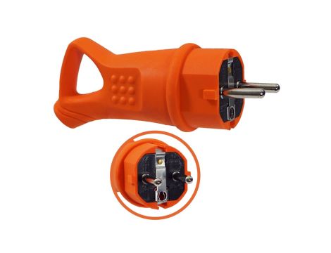 Wtyczka gumowa 16A 230V IP44 z uchwytem pomarańczowa AEI602297-O