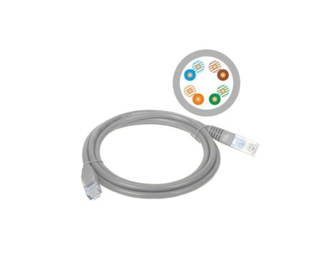 Patchcord UTP kat.5e kabel sieciowy LAN 2x RJ45 linka szary 15m Alantec
