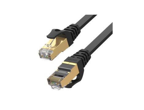 Patchcord S/STP kat.7 kabel sieciowy LAN 2x RJ45 płaski linka PoE czarny 1m UNITEK