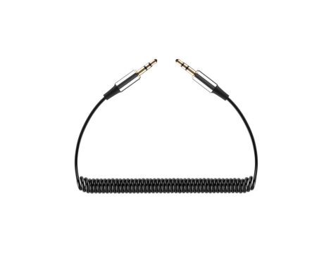 REBEL Kabel spiralny Audio AUX mini Jack 3,5mm Stereo (wtyk / wtyk) Czarny 1m
