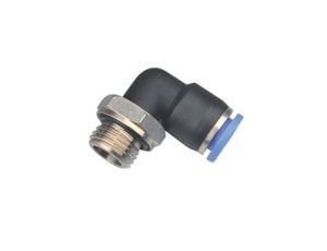 Złączka pneumatyczna kątowa obrotowa niska G 3/8 GZ do węża 6 mm, tworzywo sztuczne