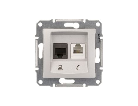 Sedna Gniazdo teleinformatyczne RJ11 RJ45 kat.5e UTP aluminium SDN5100160