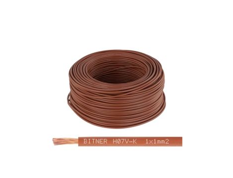 Przewód instalacyjny BiTOne H05V-K / LgY 1 500V brązowy linka giętka Bitner /100m/
