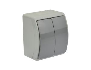 Łącznik podwójny świecznikowy natynkowy IP44 szary Koala 152-08 61.315