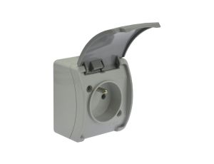 Gniazdo hermetyczne pojedyncze 2P+Z natynkowe IP44 szare Koala 161-08 61.375