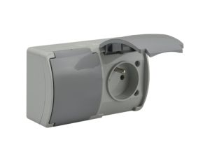 Gniazdo hermetyczne podwójne 2x 2P+Z natynkowe IP44 szare Koala 162-08 61.384