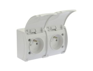 Gniazdo hermetyczne podwójne 2x 2P+Z natynkowe IP44 białe Koala 162-01 61.380
