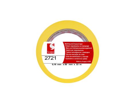 Taśma oznaczeniowa ostrzegawcza 50mm/33m żółta 2721 SCAPA