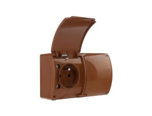 Gniazdo hermetyczne podwójne 2x 2P+Z natynkowe IP44 brązowe Koala 162-02 61.381