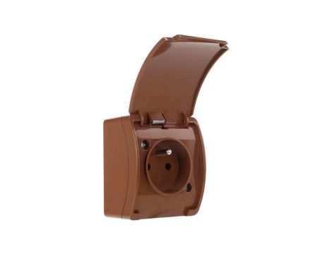 Gniazdo hermetyczne pojedyncze 2P+Z natynkowe IP44 brązowe Koala 161-02 61.372