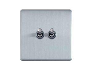 Varilight Włącznik uchylny podwójny Metal steel stal szczotkowana dżwigniowy o 3