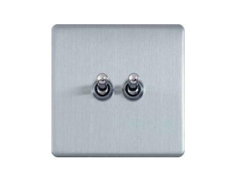 Varilight Włącznik uchylny podwójny Metal steel stal szczotkowana dżwigniowy o 3