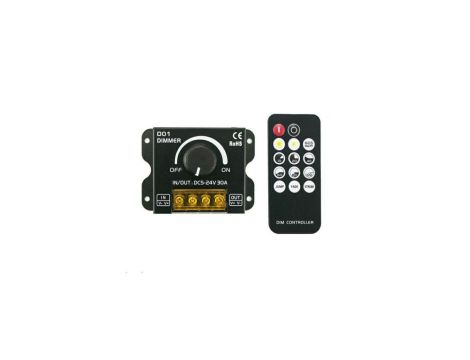 Ściemniacz led 30A 360W manualny + pilot 12V/24V czarny