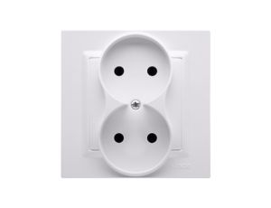 Simon 10 Gniazdo podwójne b/u MONOBLOCK 16A, 250V białe CG2/11